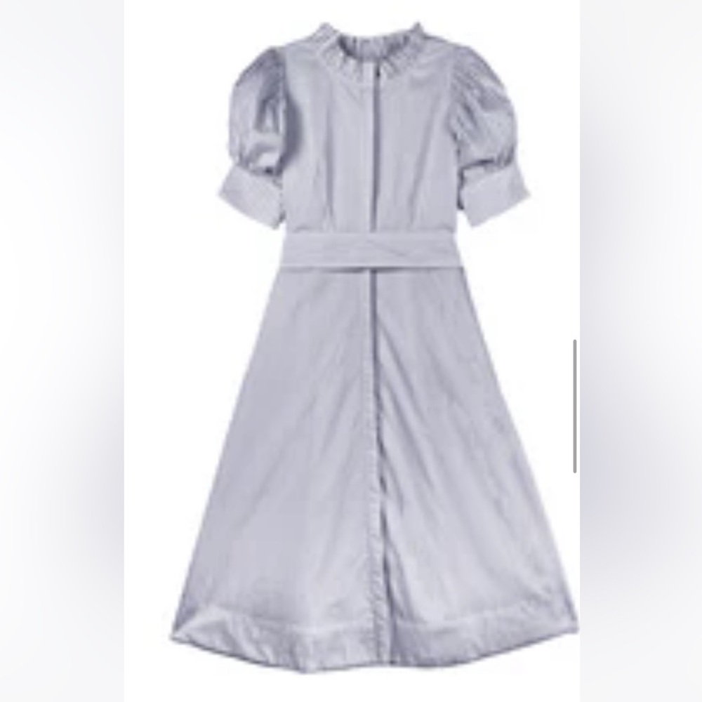 BURU Day Gown in Grey Poplin Stripe